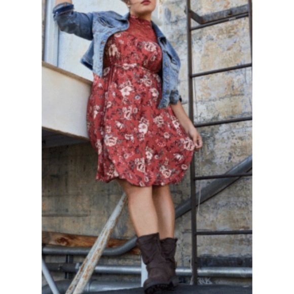 ๐ Soft Rust Floral Trapeze Mini Dress 2 2X NWT Torrid New! - Picture 7 of 8